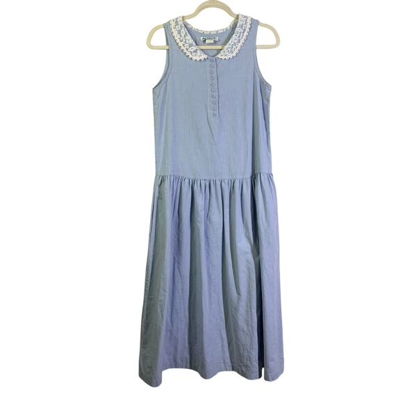 JODI SCHWARTZ‎ Bill Berman Dress Vintage Medium Drop Waist 80's Lace Collar USA - Picture 1 of 12